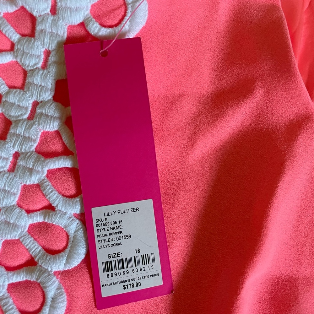 NWT Lilly Pulitzer pink pearl romper size 16